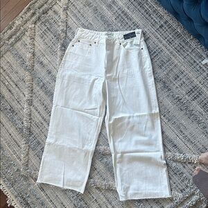 Abercrombie & Fitch Cream Crop Wide Leg Jeans